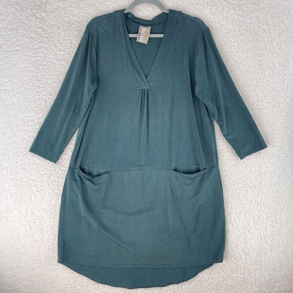 Anthropologie Dolan Left Coast Green‎ Dress Womens 3/4 Sleeve Stretch Size Large - Picture 1 of 13